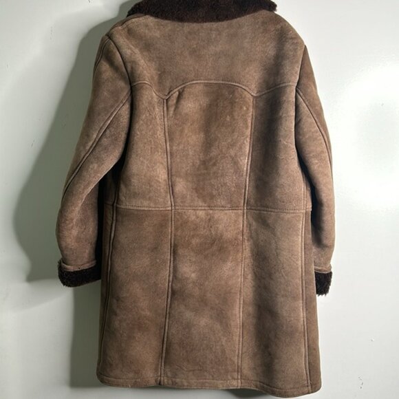 Vintage lamb shearling petroff brown double breasted coat size medium - Picture 8 of 12